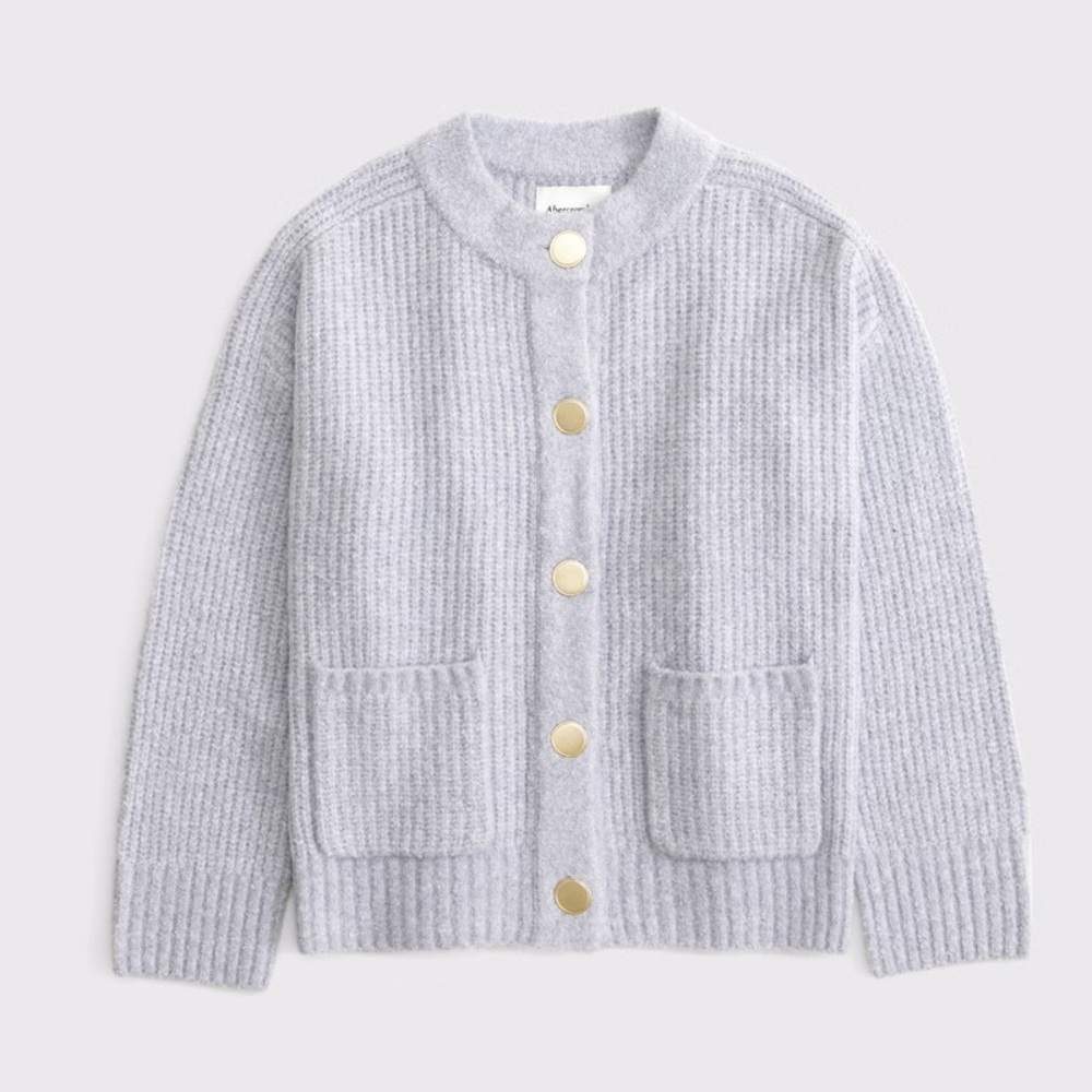 Abercrombie & Fitch Relaxed Hardware Crew Cardigan Sweater
